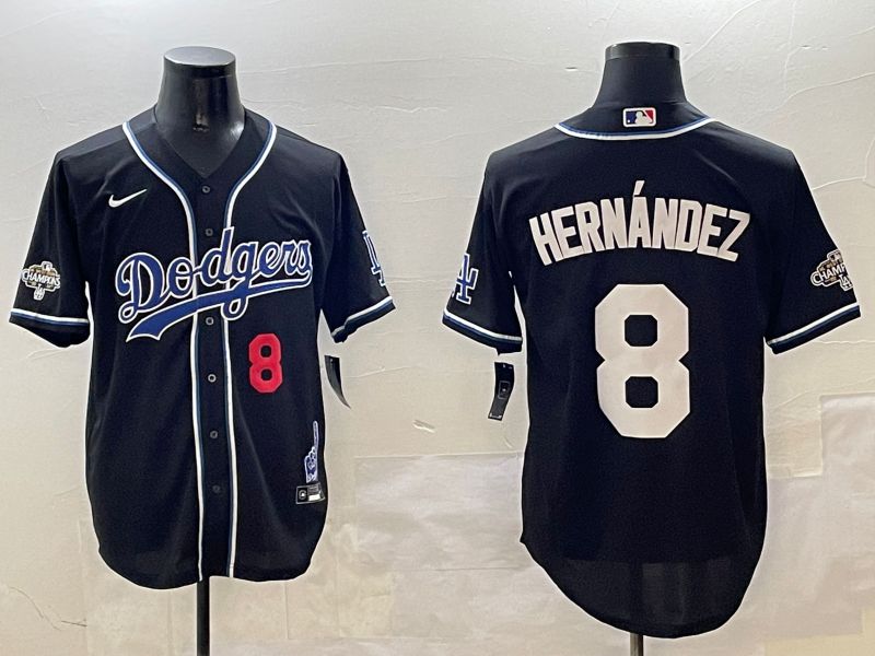 Men Los Angeles Dodgers #8 Hernandez Black Fashion Game 2025 Nike MLB Jersey style 306116->los angeles dodgers->MLB Jersey